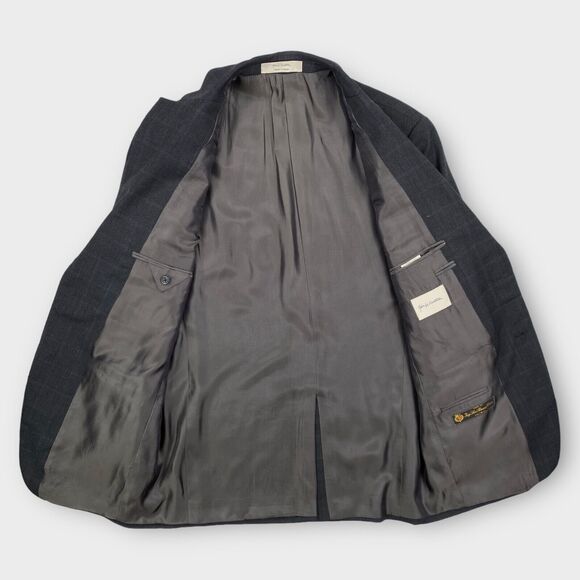 John W Nordstrom Loro Piana Suit Mens 40R 34x29 Windowpane Check Charcoal Wool - Picture 9 of 16